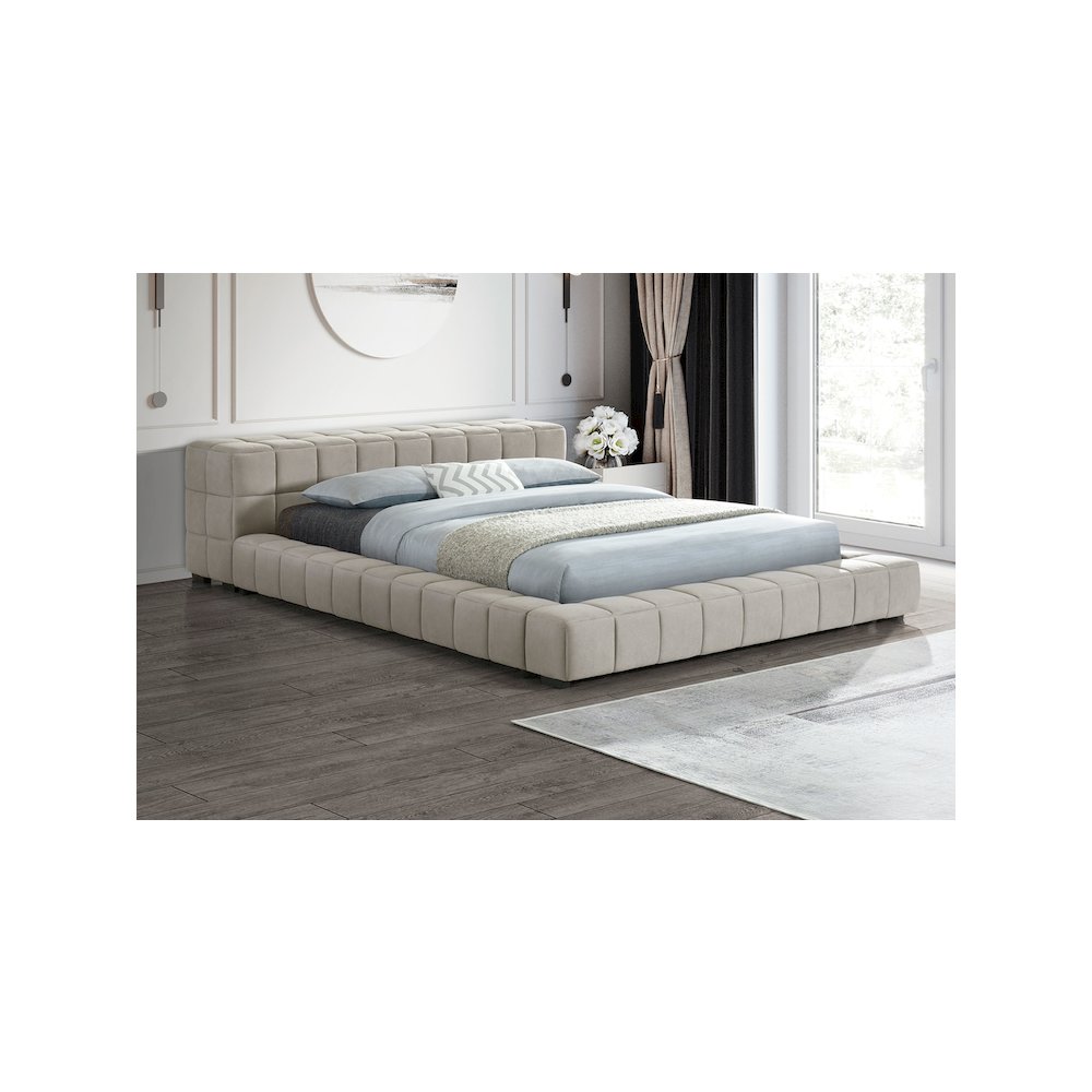 Trinity Upholstered Full Platform Bed Light Taupe. Picture 6