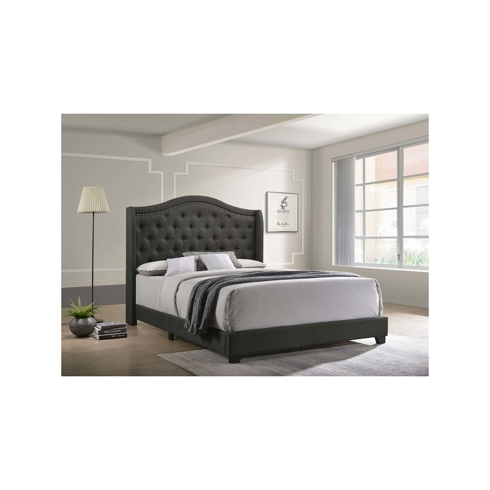 Sonoma Upholstered Queen Wingback Bed Grey. Picture 6