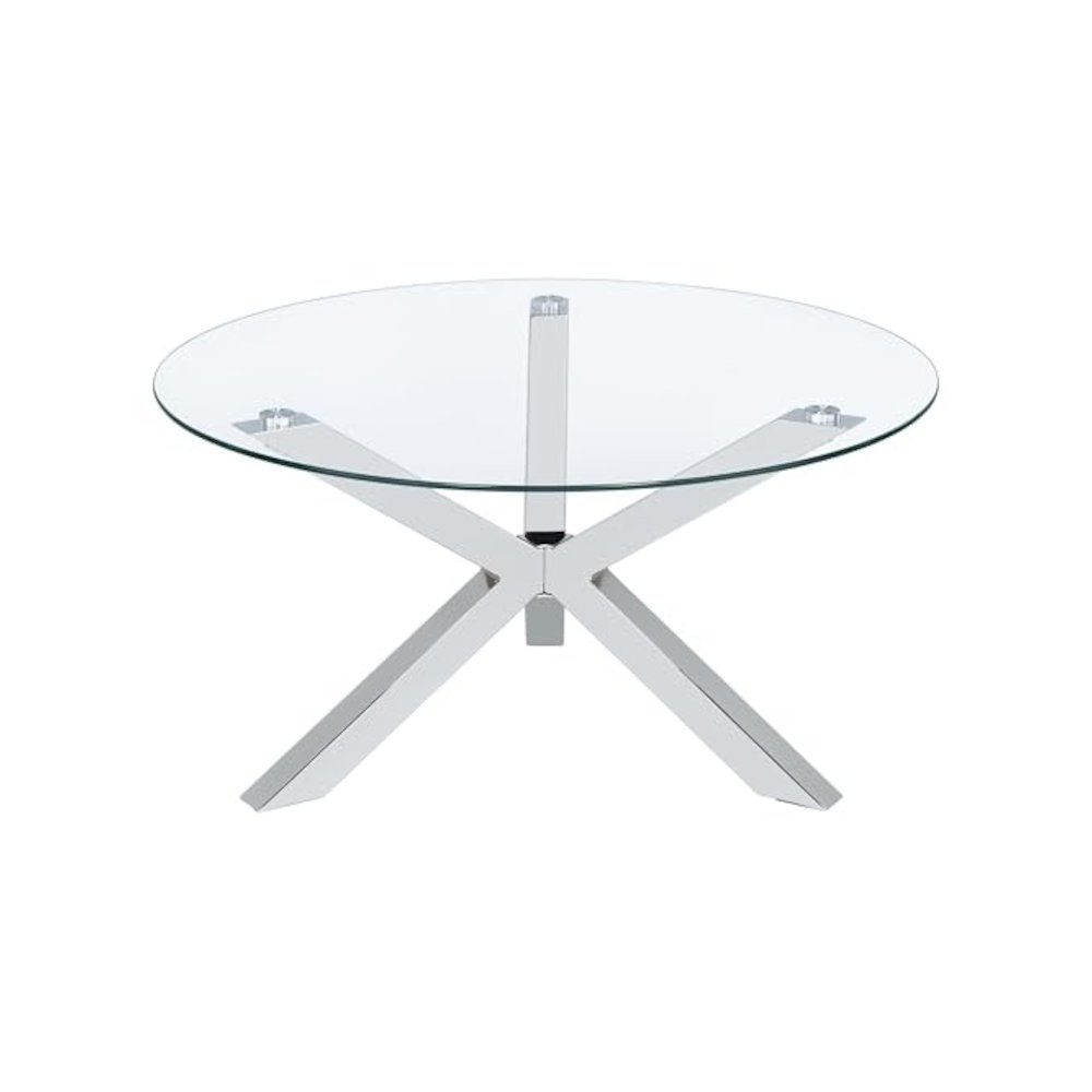 Kenzie 3-piece Round Coffee and End Table Set Chrome. Picture 8