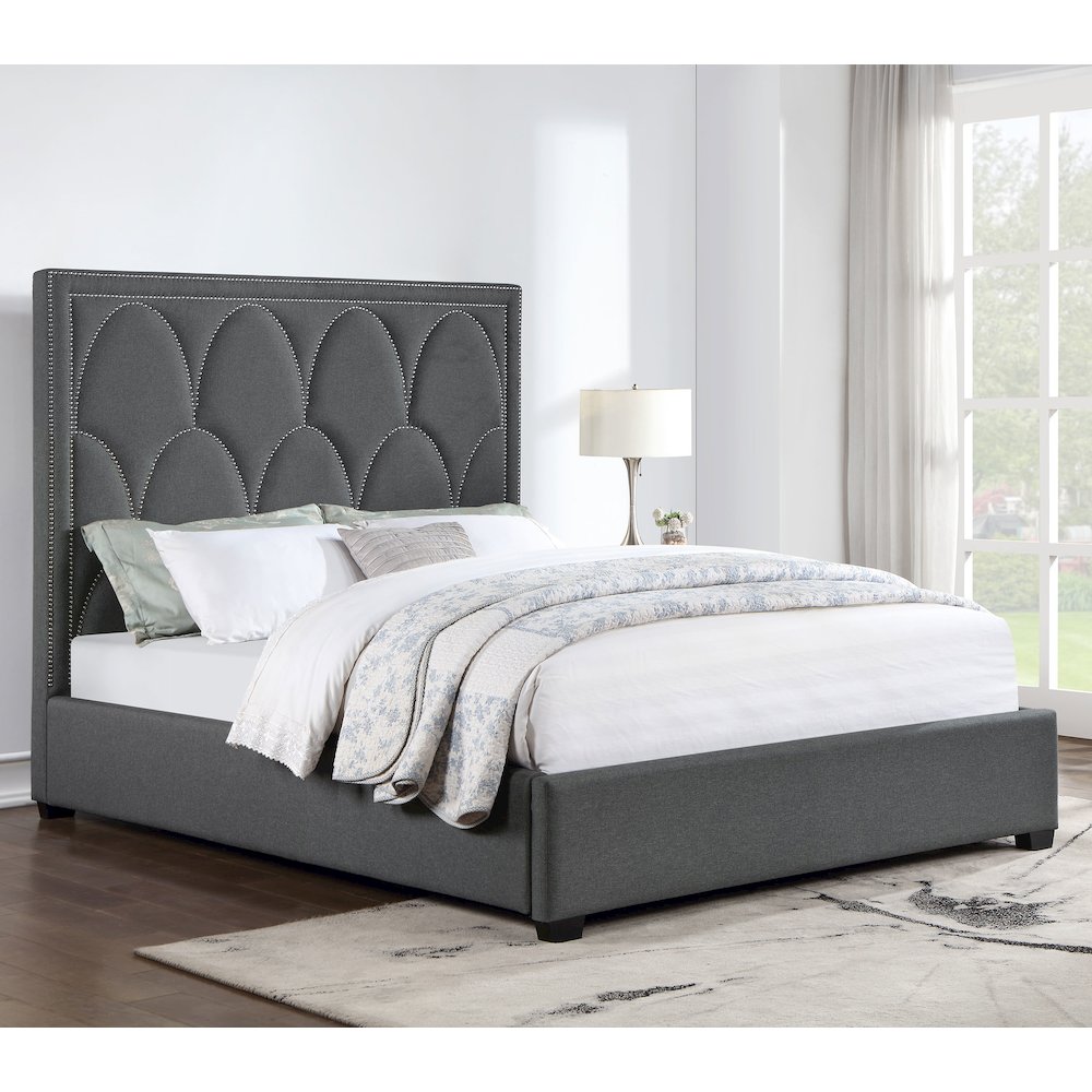 Bowfield Upholstered Eastern King Panel Bed Charcoal. Picture 9