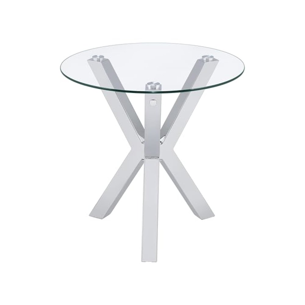 Kenzie 3-piece Round Coffee and End Table Set Chrome. Picture 6