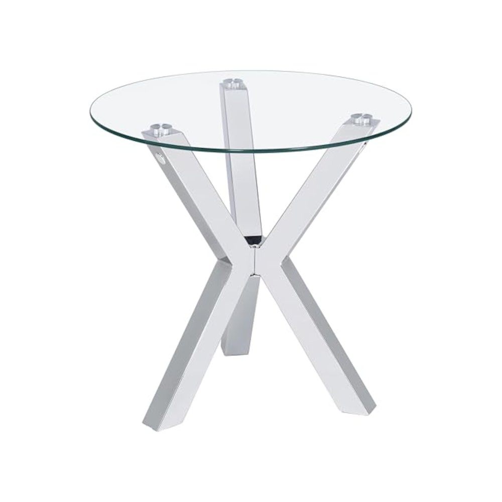Kenzie 3-piece Round Coffee and End Table Set Chrome. Picture 4