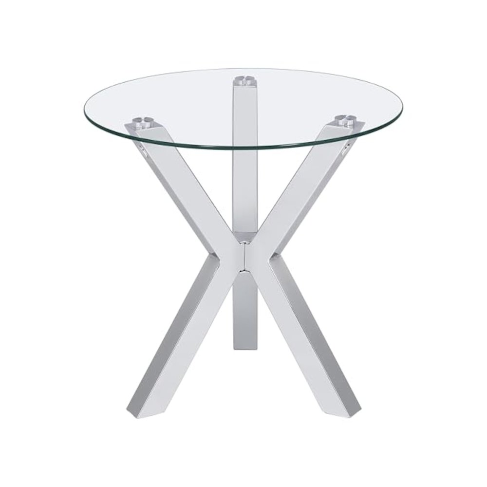 Kenzie 3-piece Round Coffee and End Table Set Chrome. Picture 5