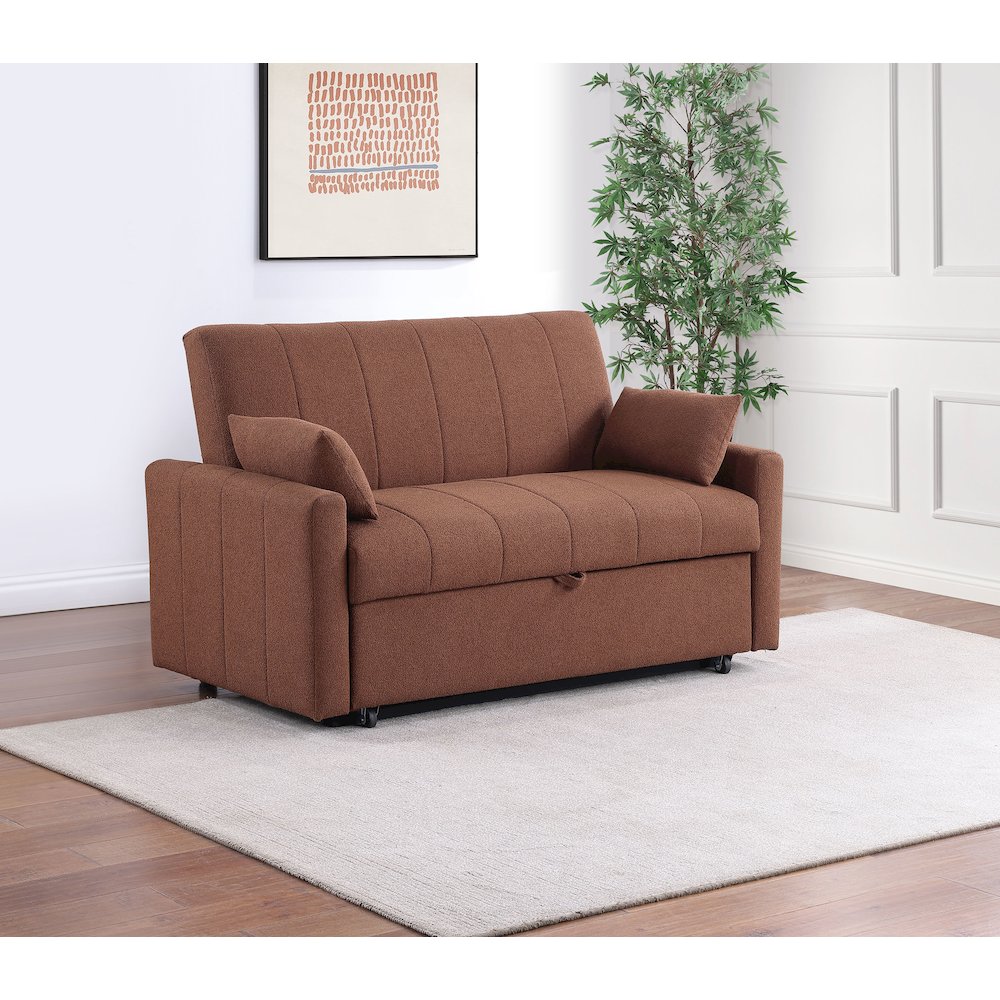 Portland Boucle Upholstered Sleeper Sofa Bed Copper. Picture 12