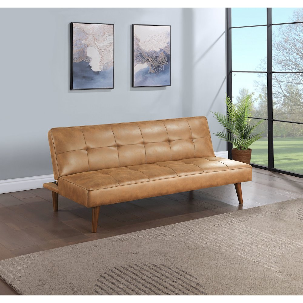 Jenson Upholstered Tufted Convertible Sofa Bed Saddle Brown. Picture 11