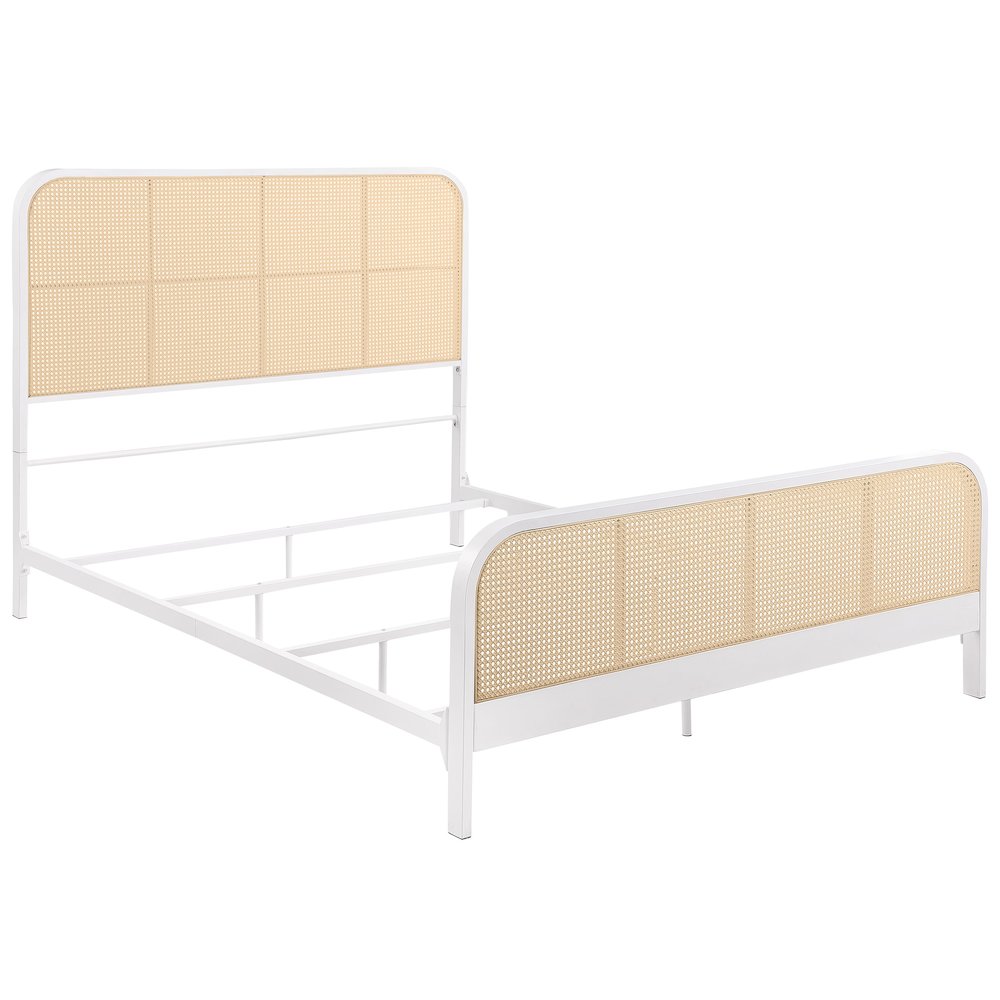 Lanewood Open Cane Webbing Metal Queen Bed White. Picture 2