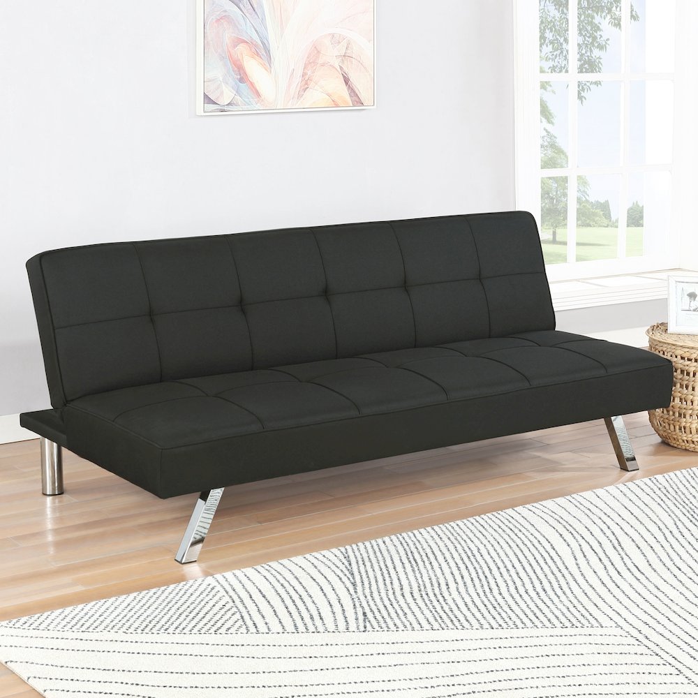 Joel Upholstered Tufted Convertible Sofa Bed Black. Picture 8