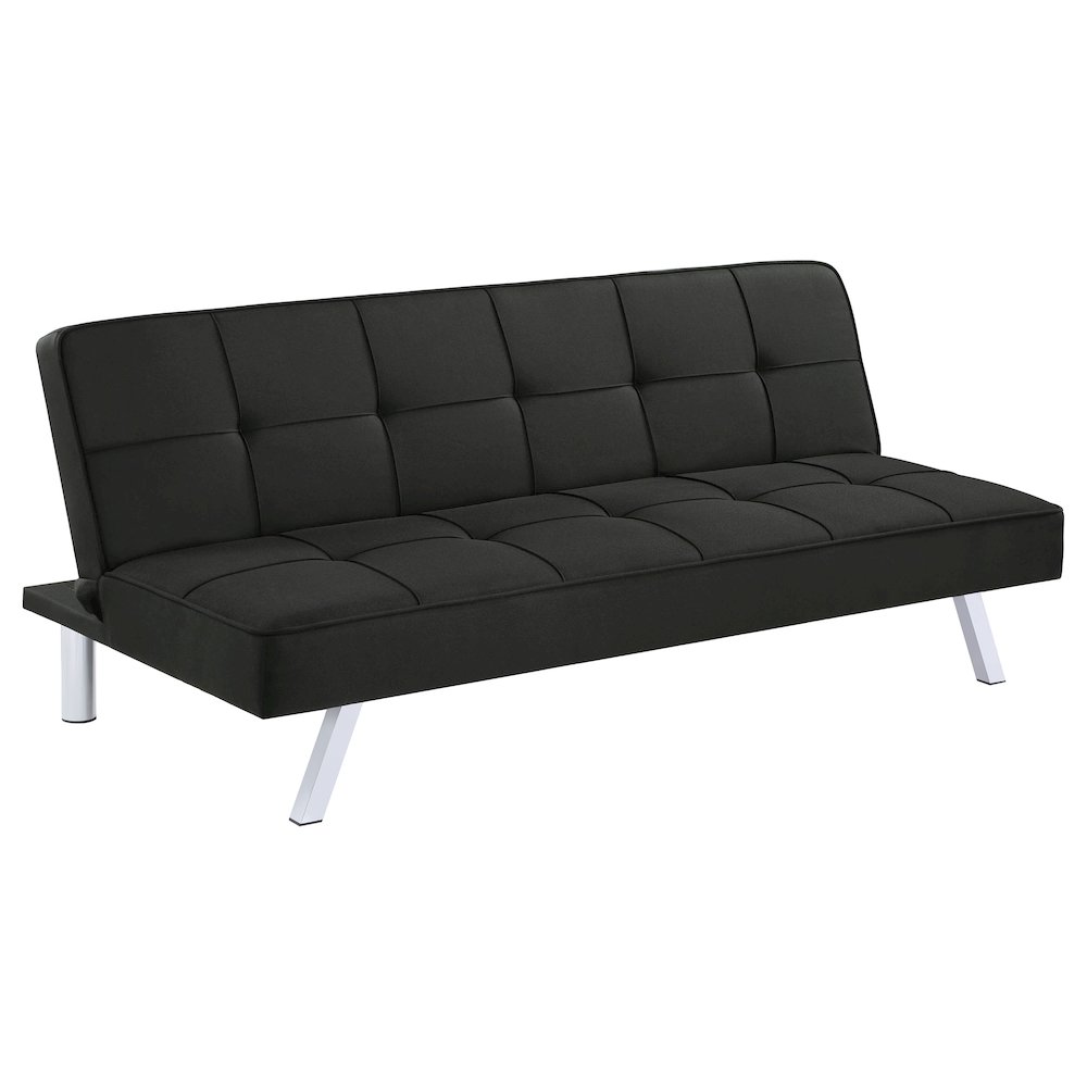 Joel Upholstered Tufted Convertible Sofa Bed Black. Picture 2