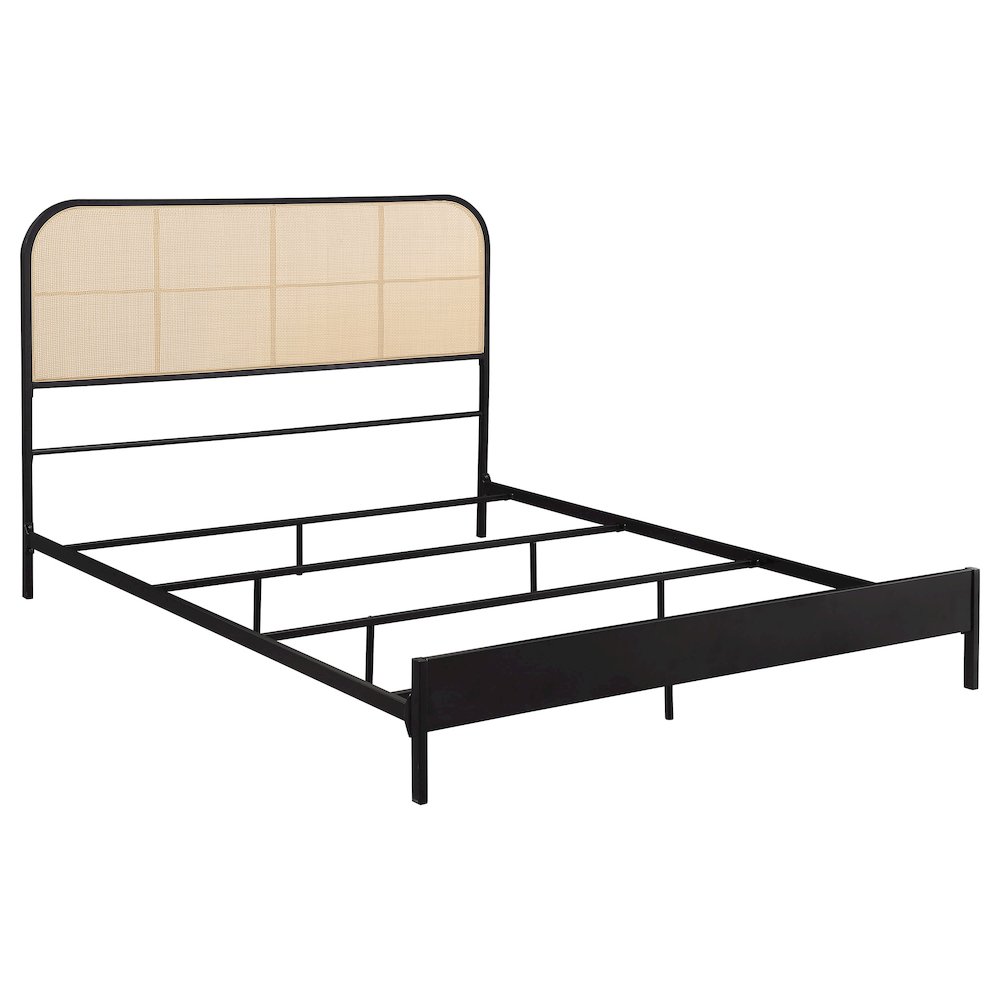 Amherst Radio Weave Rattan Metal Queen Bed Black. Picture 2