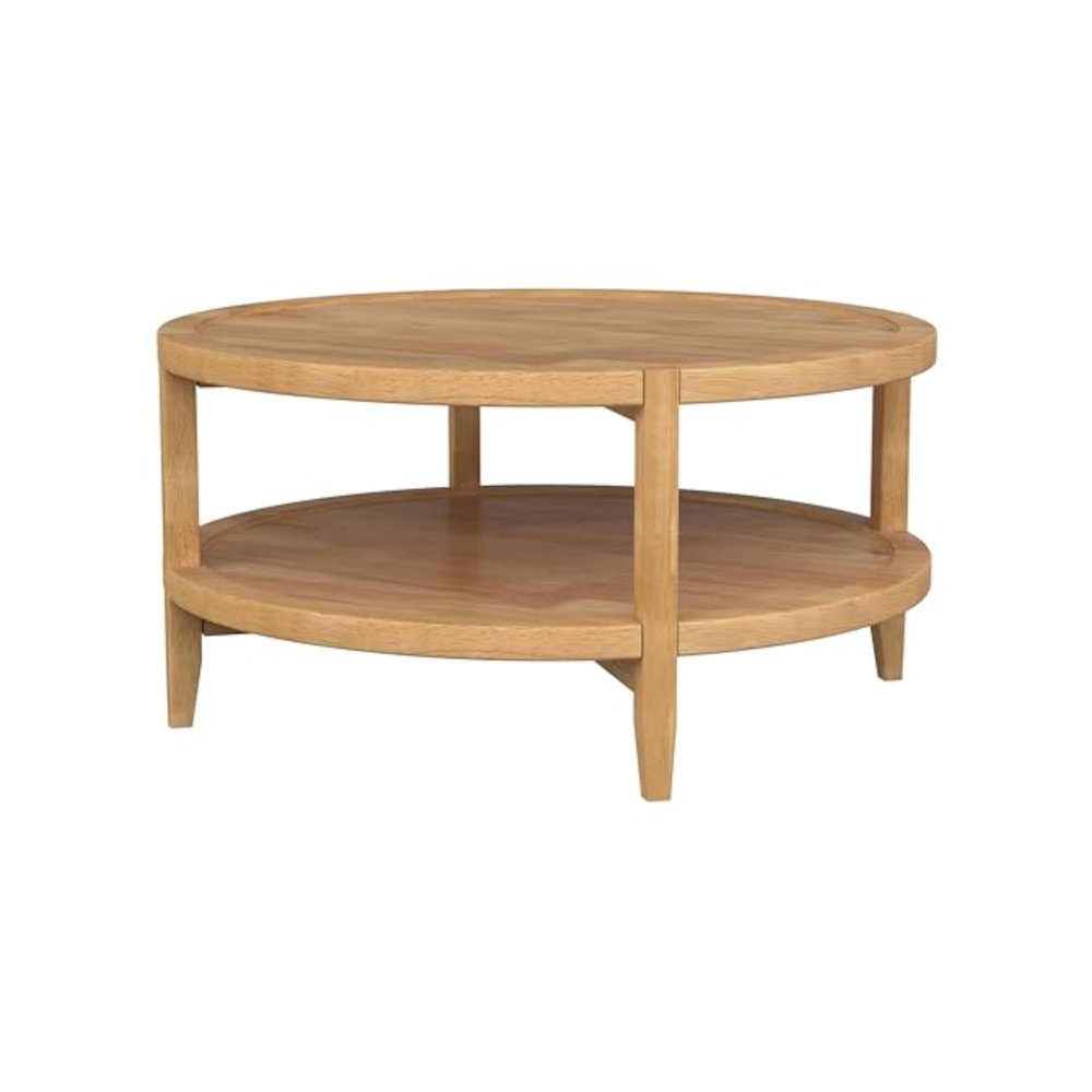 Camillo 3-piece Round Coffee and End Table Set Maple. Picture 9