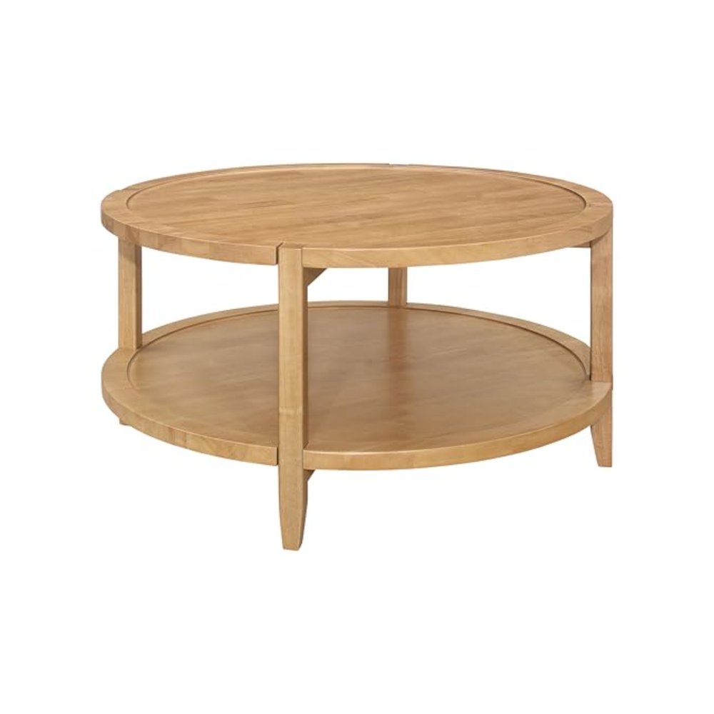 Camillo 3-piece Round Coffee and End Table Set Maple. Picture 8