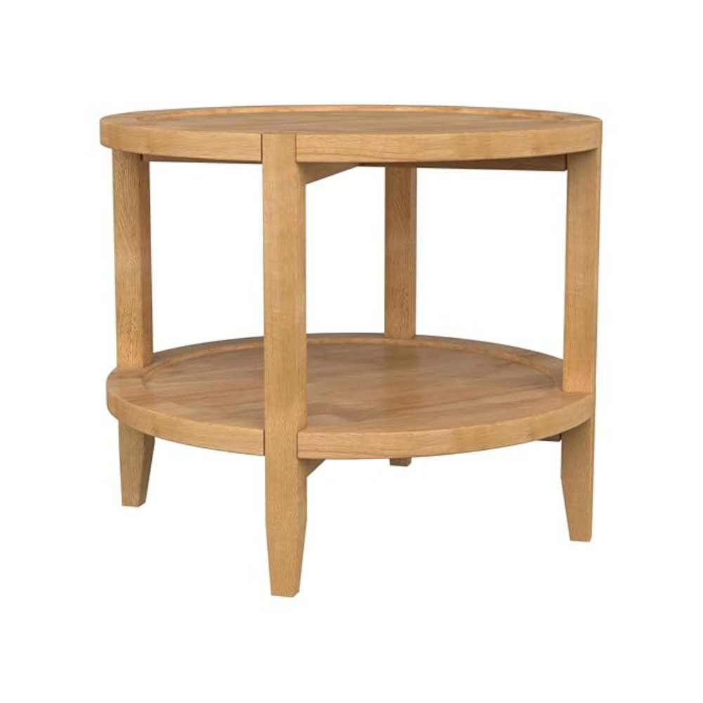 Camillo 3-piece Round Coffee and End Table Set Maple. Picture 5