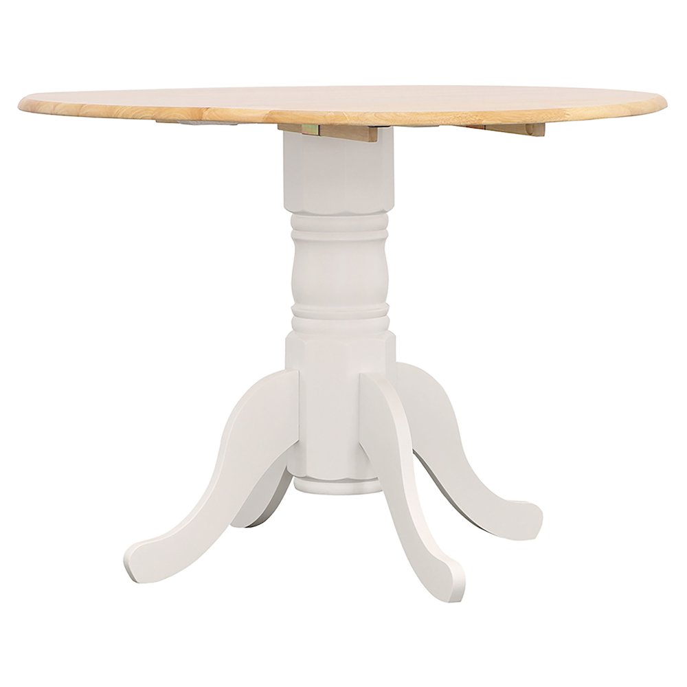Allison Round 40-inch Drop Leaf Extension Dining Table White. Picture 2
