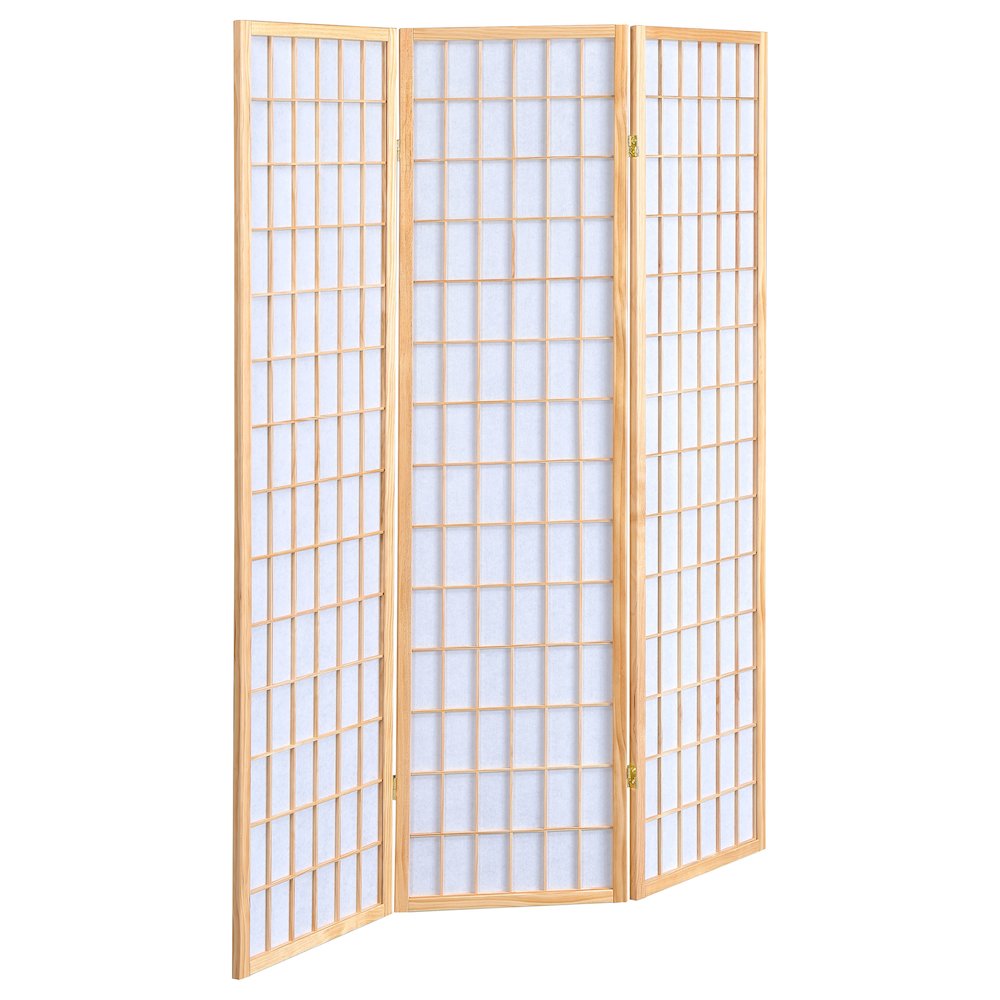 Carrie 3-Panel Room Divider Folding Shoji Screen Natural. Picture 2