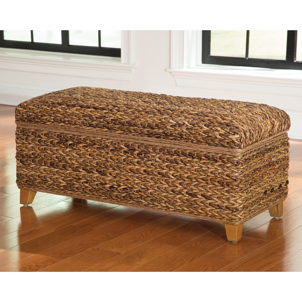 Laughton Hand-Woven Banana Leaf Storage Trunk Amber. Picture 8