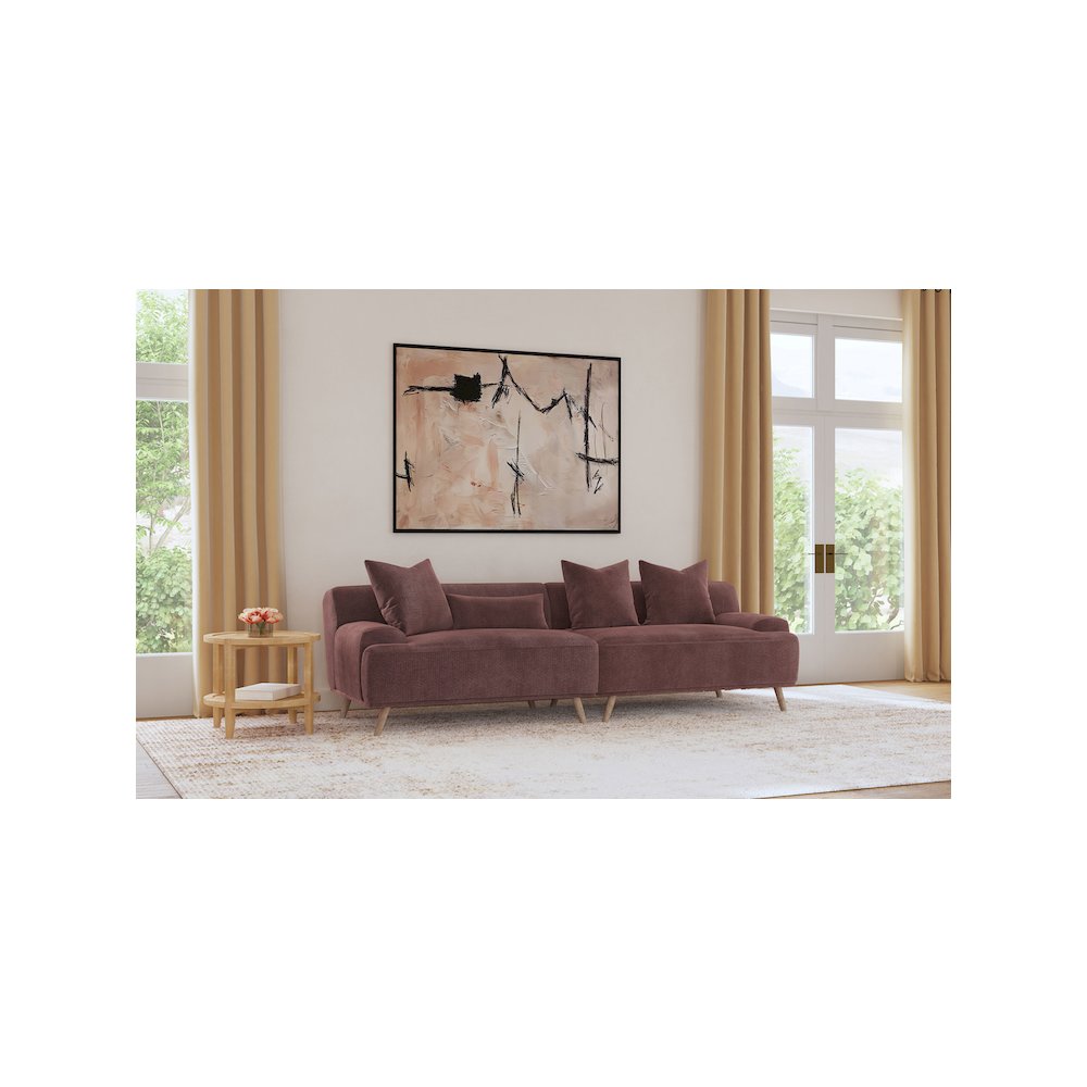 Elizabeth Corduroy Upholstered Extra Long Sofa Wine Red. Picture 10