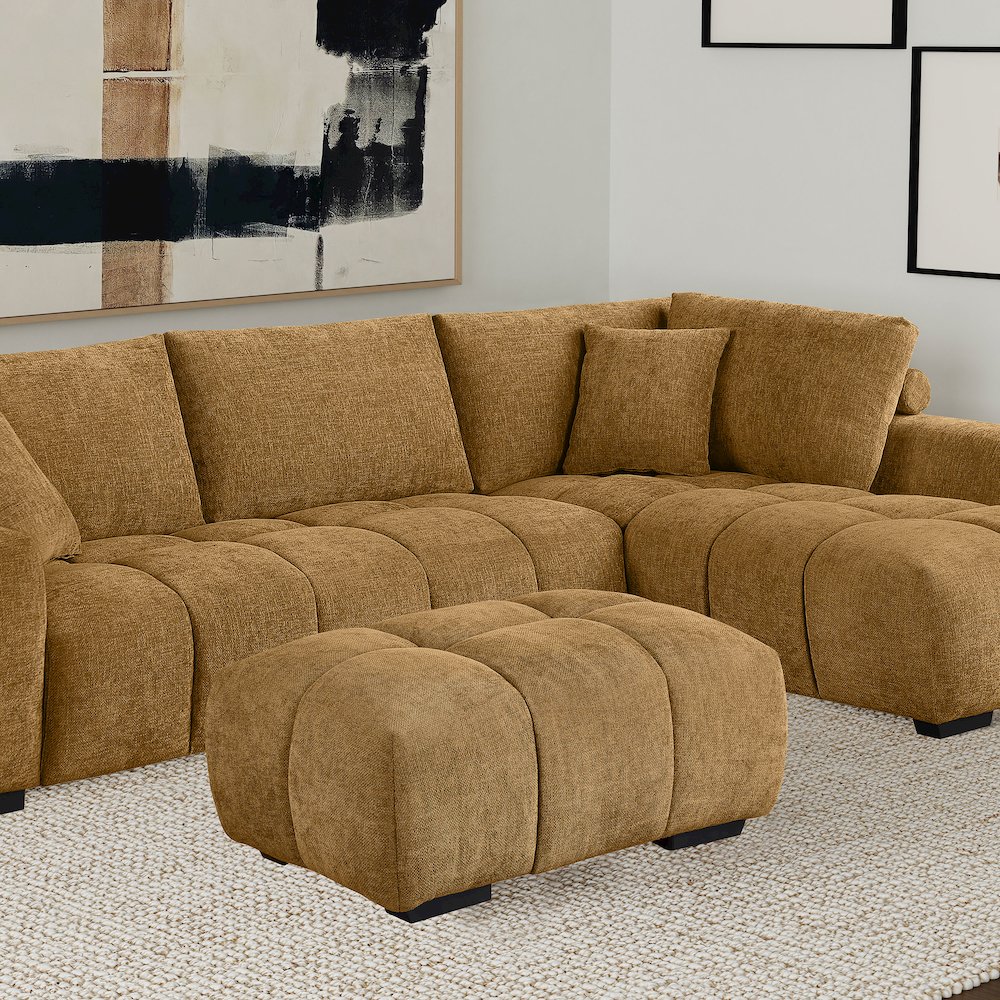 Camacho Rectangular Upholstered Tufted Ottoman Amber. Picture 7