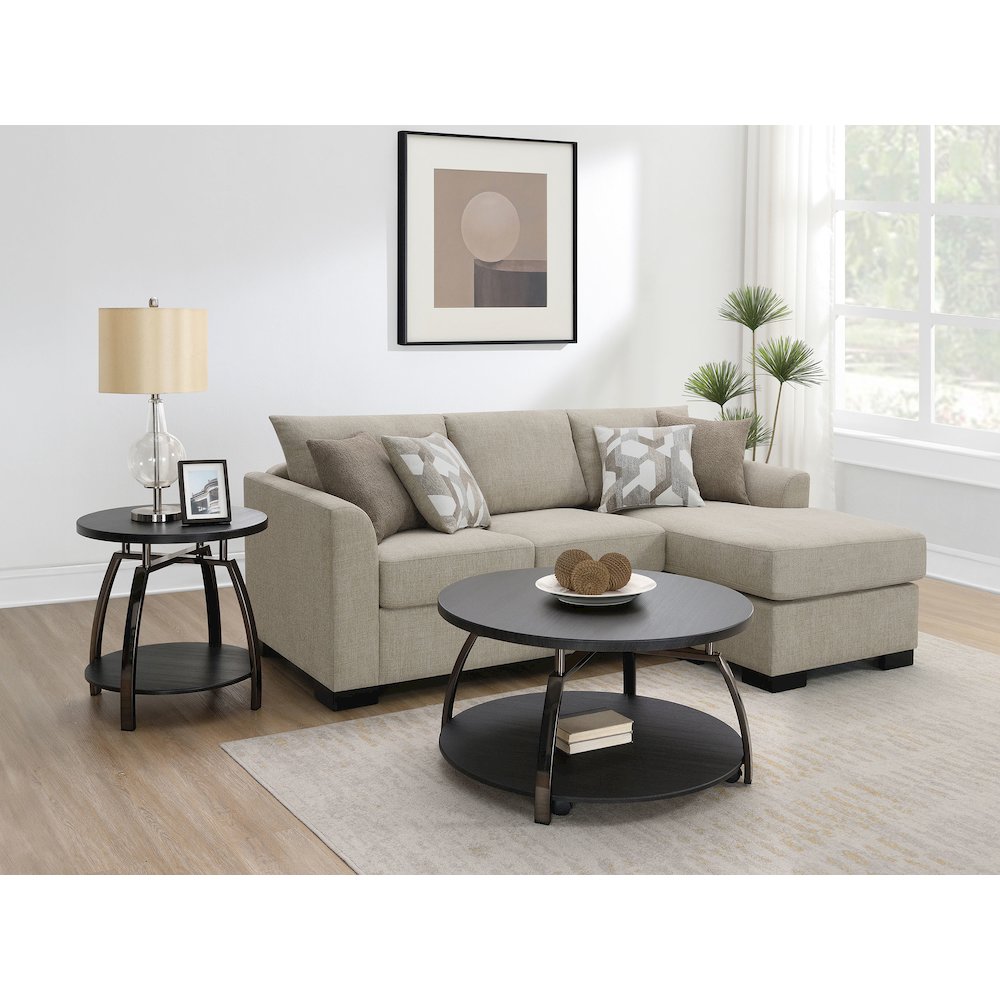Storey Upholstered Sleeper Sectional Chaise Sofa Camel. Picture 13