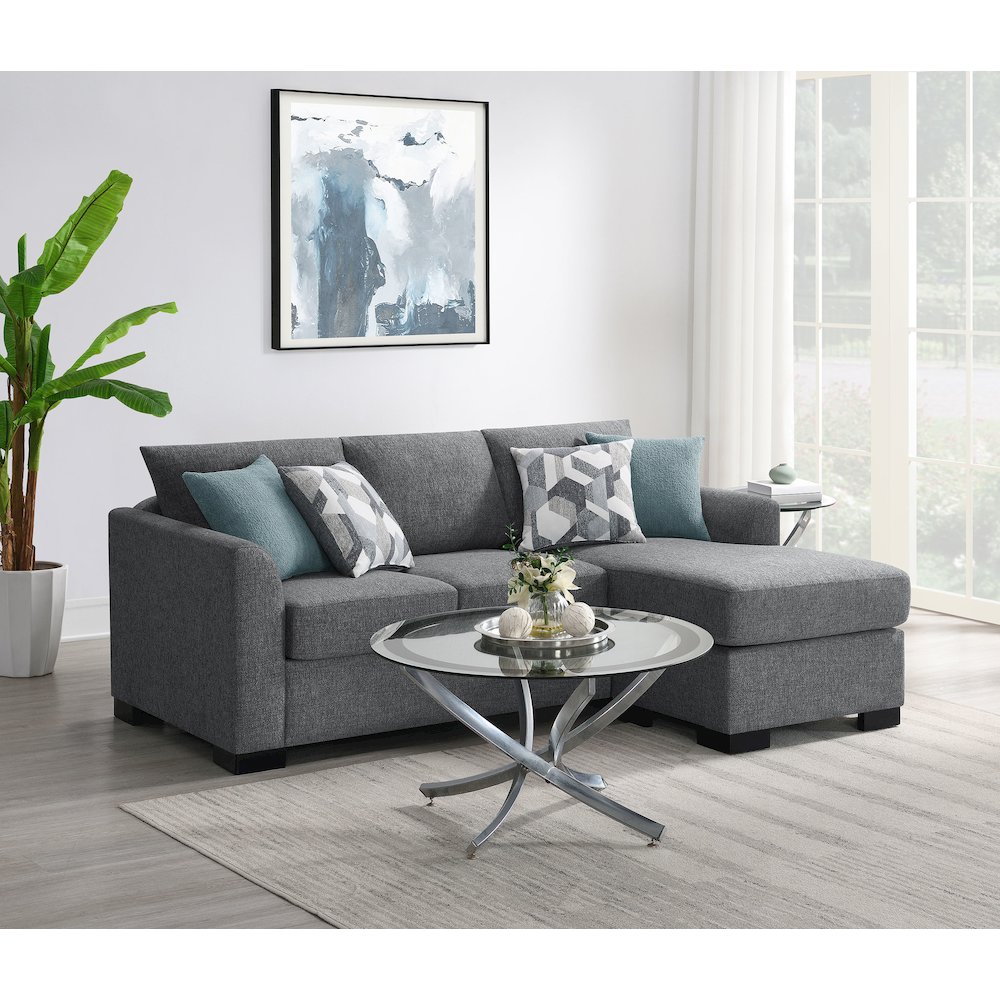Storey Upholstered Sleeper Sectional Chaise Sofa Grey. Picture 13