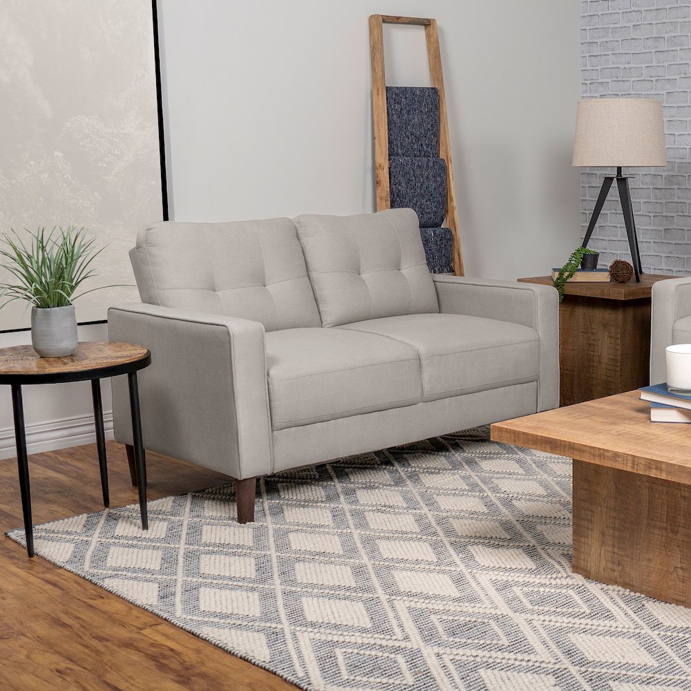 Bowen Upholstered Track Arm Tufted Loveseat Beige. Picture 11