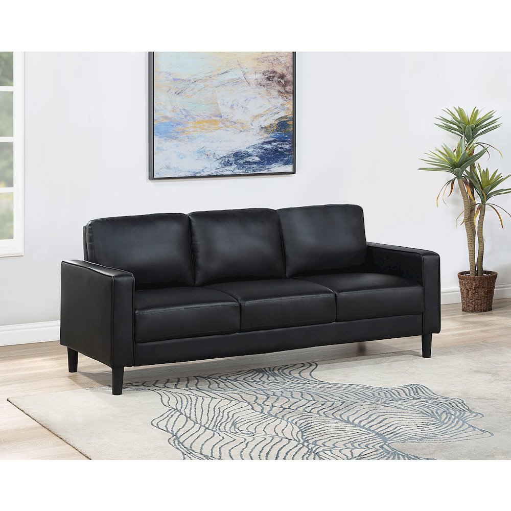Ruth Upholstered Track Arm Sofa Black. Picture 10