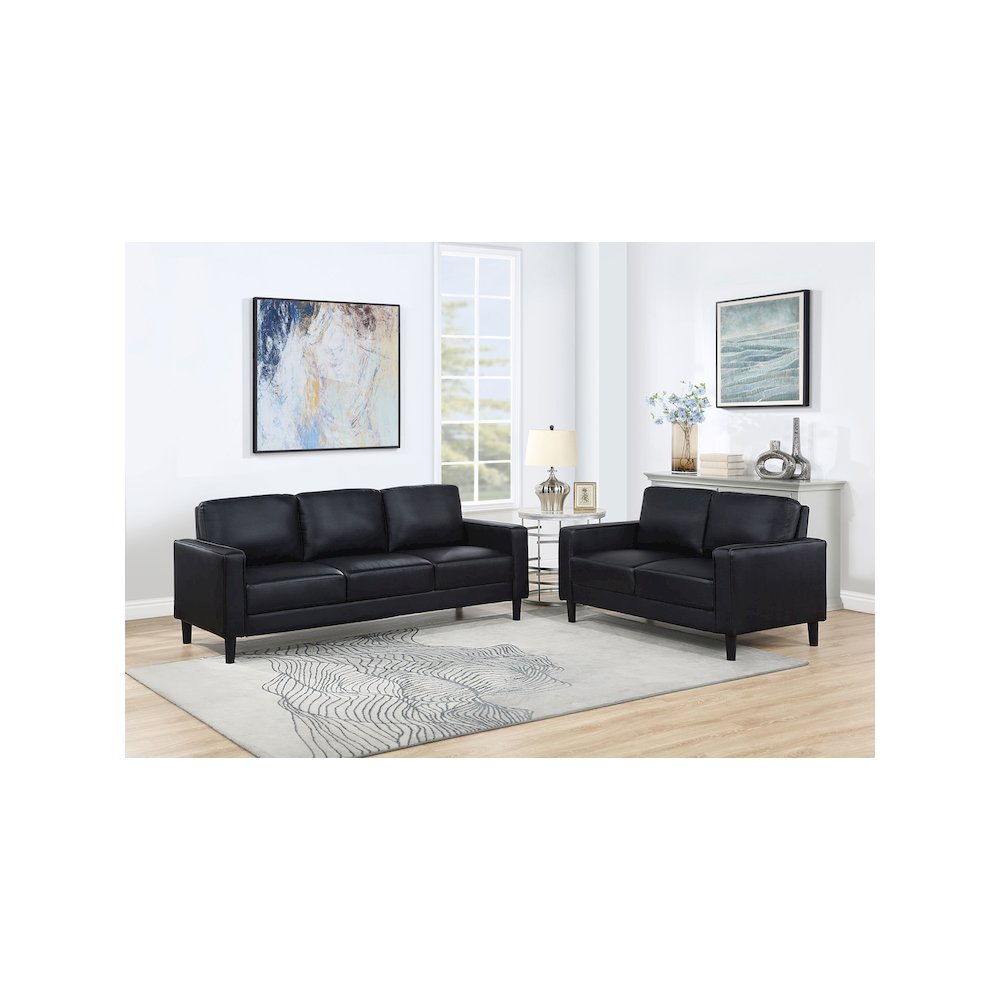 Ruth 2-piece Upholstered Track Arm Sofa Set Black. Picture 11