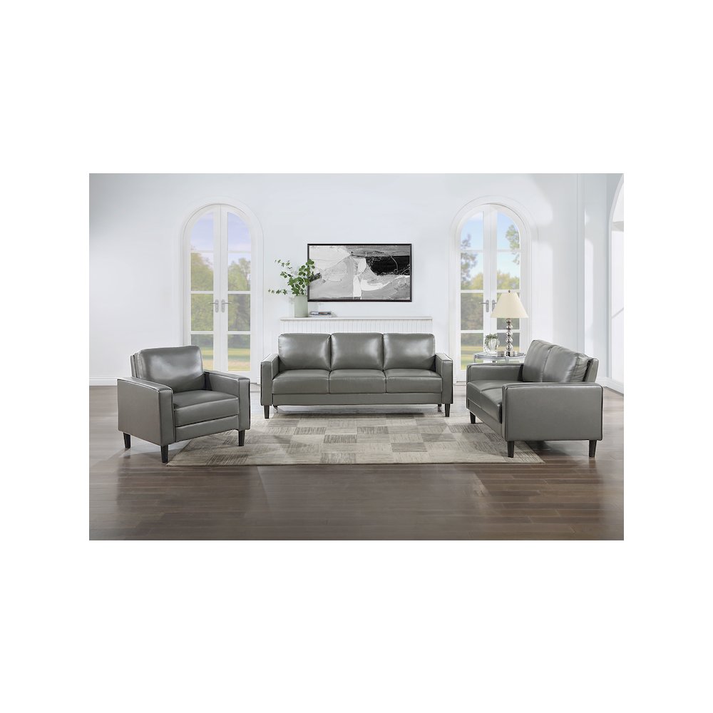 Ruth 3-piece Upholstered Track Arm Sofa Set Grey. Picture 12