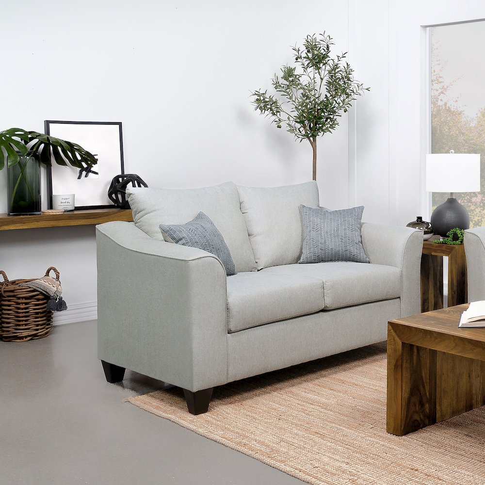 Salizar Upholstered Flared Arm Loveseat Sand. Picture 11
