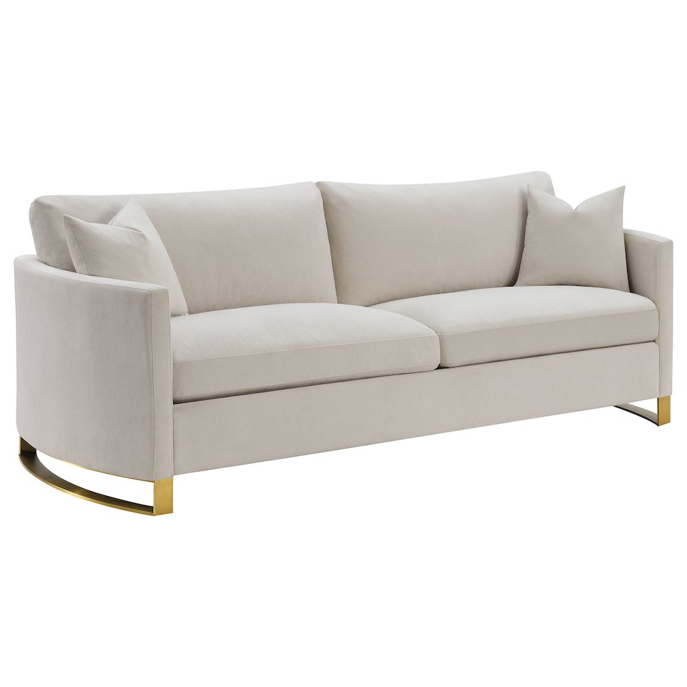 Corliss Upholstered Arched Arm Sofa Beige. Picture 2
