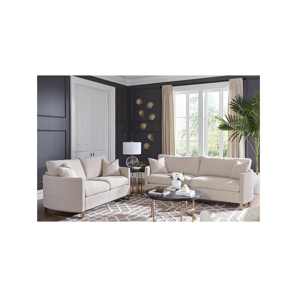 Corliss 2-piece Upholstered Arched Arm Sofa Set Beige. Picture 10