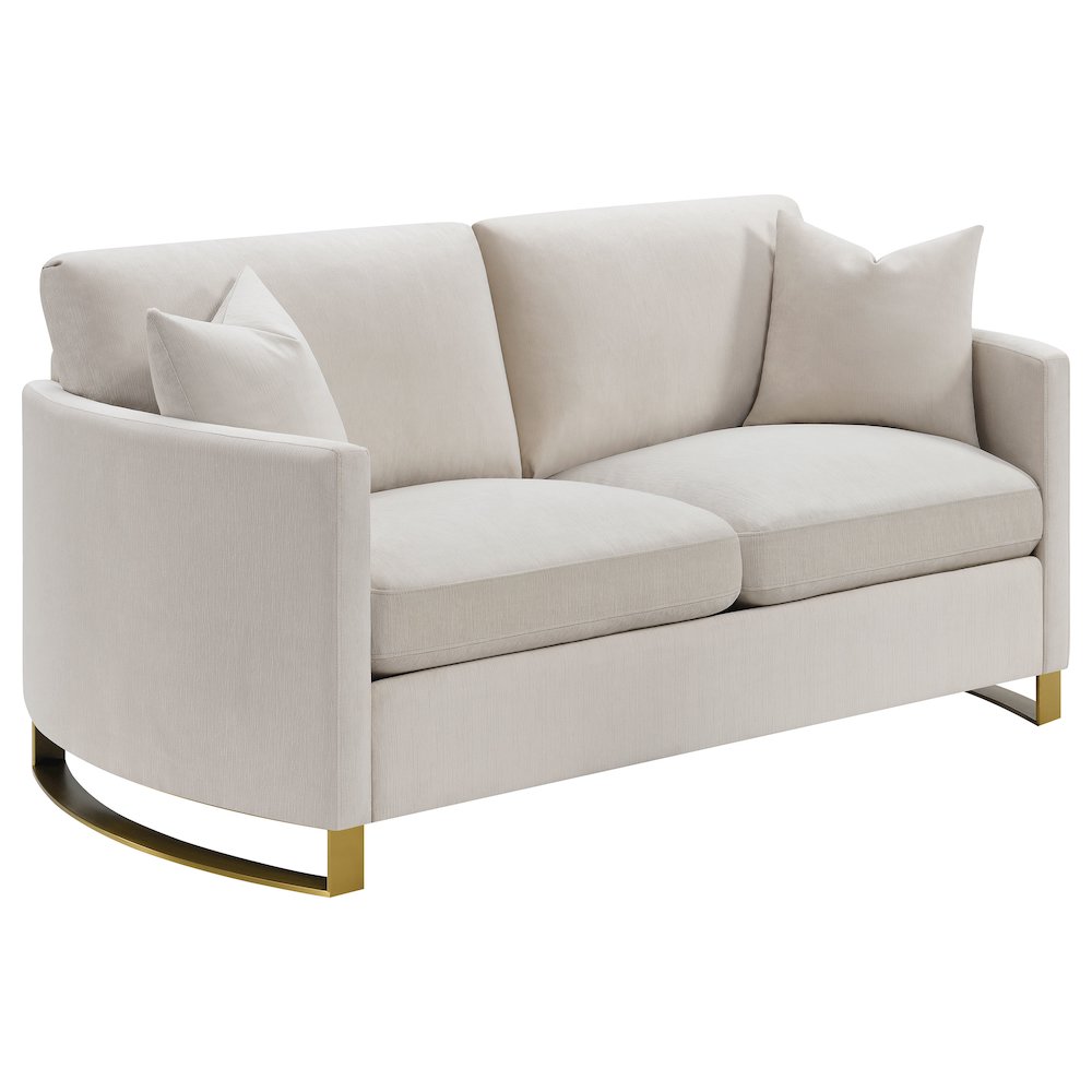 Corliss Upholstered Arched Arm Loveseat Beige. Picture 2