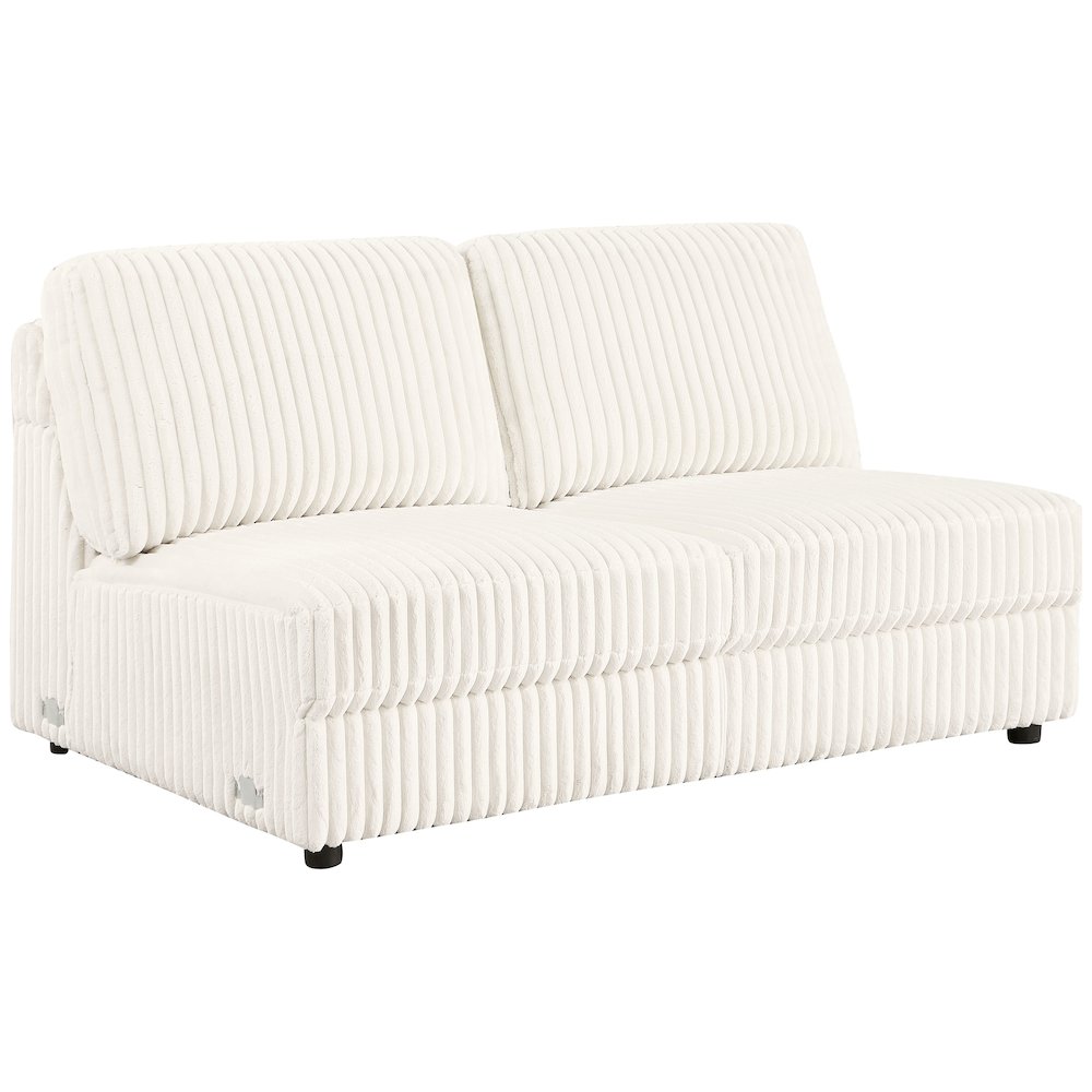 Emberson Upholstered Armless Loveseat Ivory. Picture 2