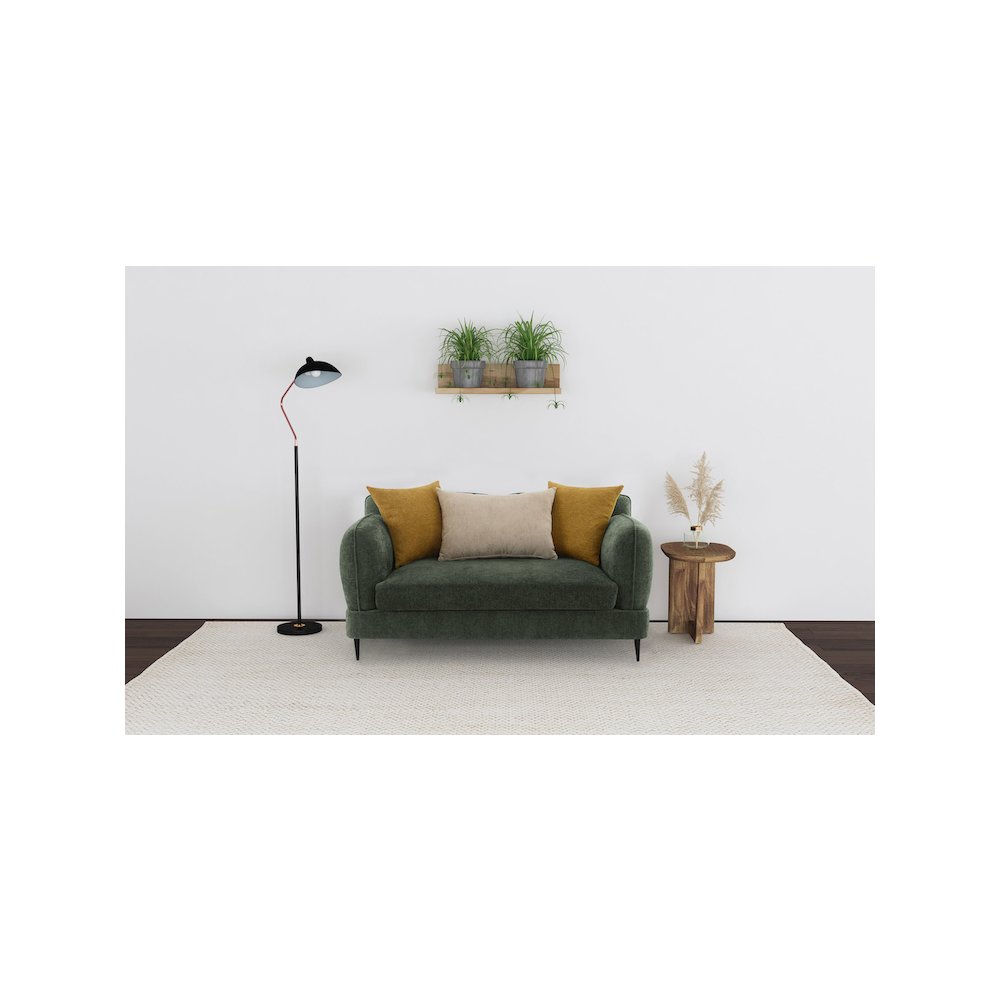 Jade Chenille Upholstered Modern Track Arm Loveseat Green. Picture 10