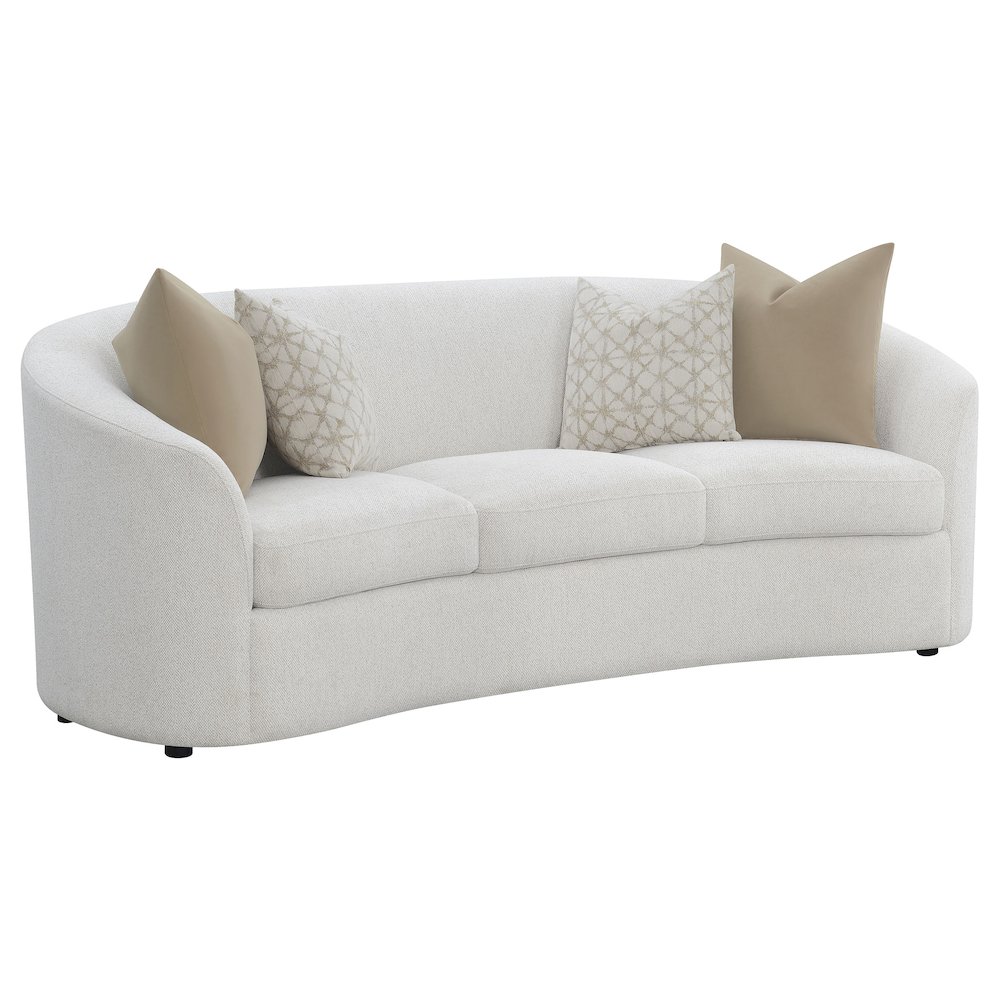 Rainn Boucle Upholstered Sloped Arm Sofa Latte. Picture 2