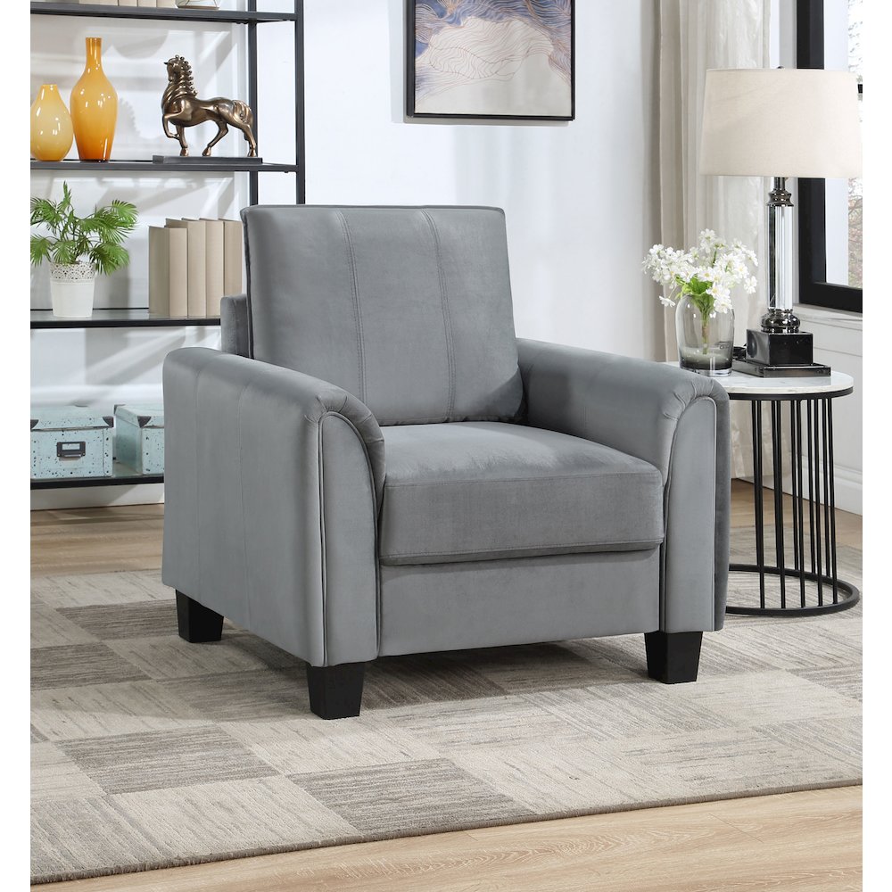 Davis Upholstered Rolled Arm Accent Chair Grey. Picture 10