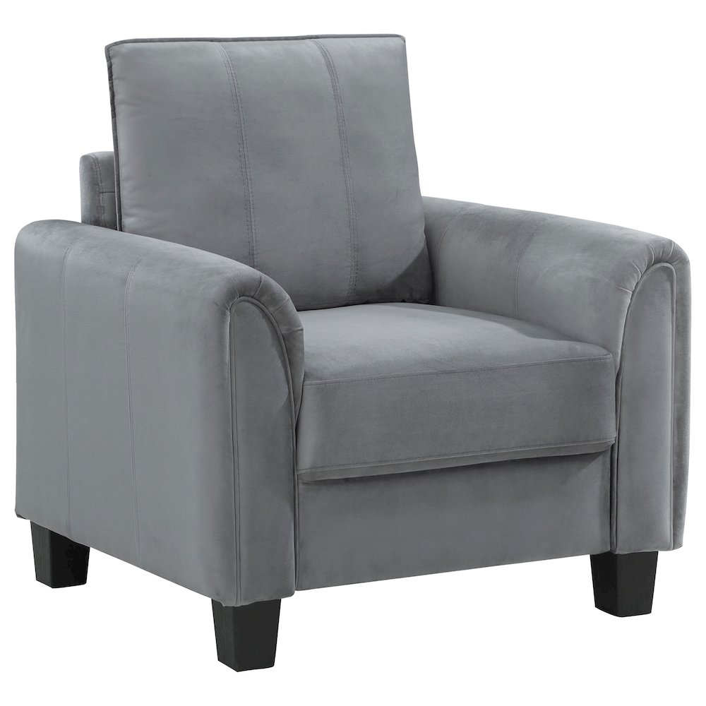 Davis Upholstered Rolled Arm Accent Chair Grey. Picture 2