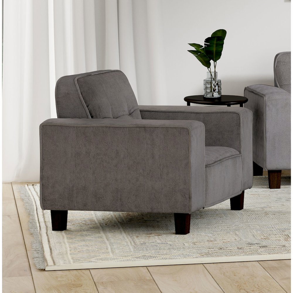 Deerhurst Upholstered Track Arm Tufted Accent Chair Charcoal. Picture 11
