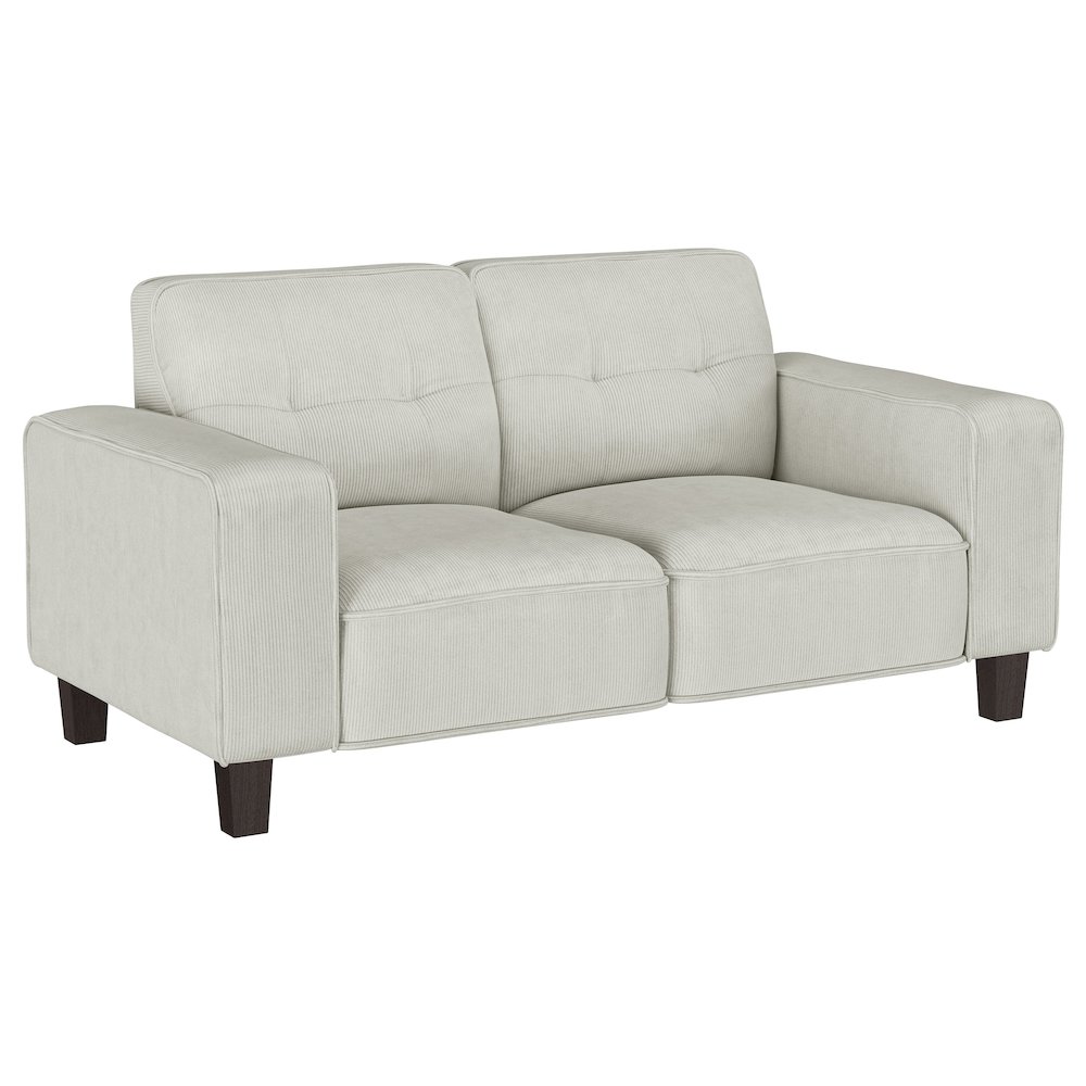 Deerhurst Upholstered Track Arm Tufted Loveseat Greige. Picture 2