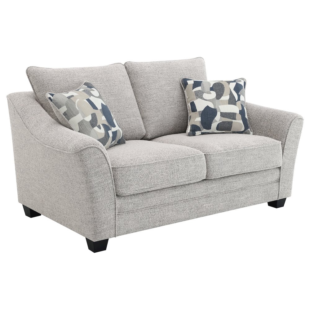 Tomkins Boucle Upholstered Loveseat Light Grey. Picture 2