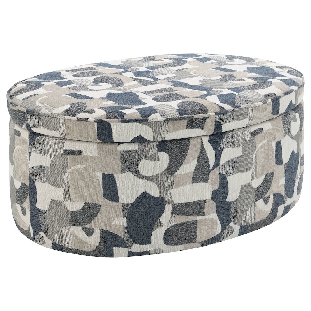 Tomkins Oval Upholstered Storage Ottoman Indigo Blue. Picture 2