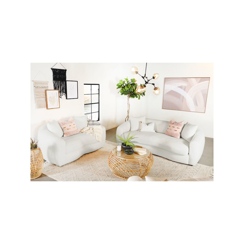 Isabella 2-piece Faux Sheepskin Upholstered Sofa Set Natural. Picture 12