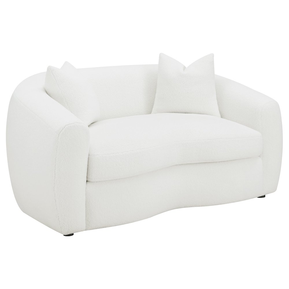 Isabella Faux Sheepskin Upholstered Loveseat Natural. Picture 2