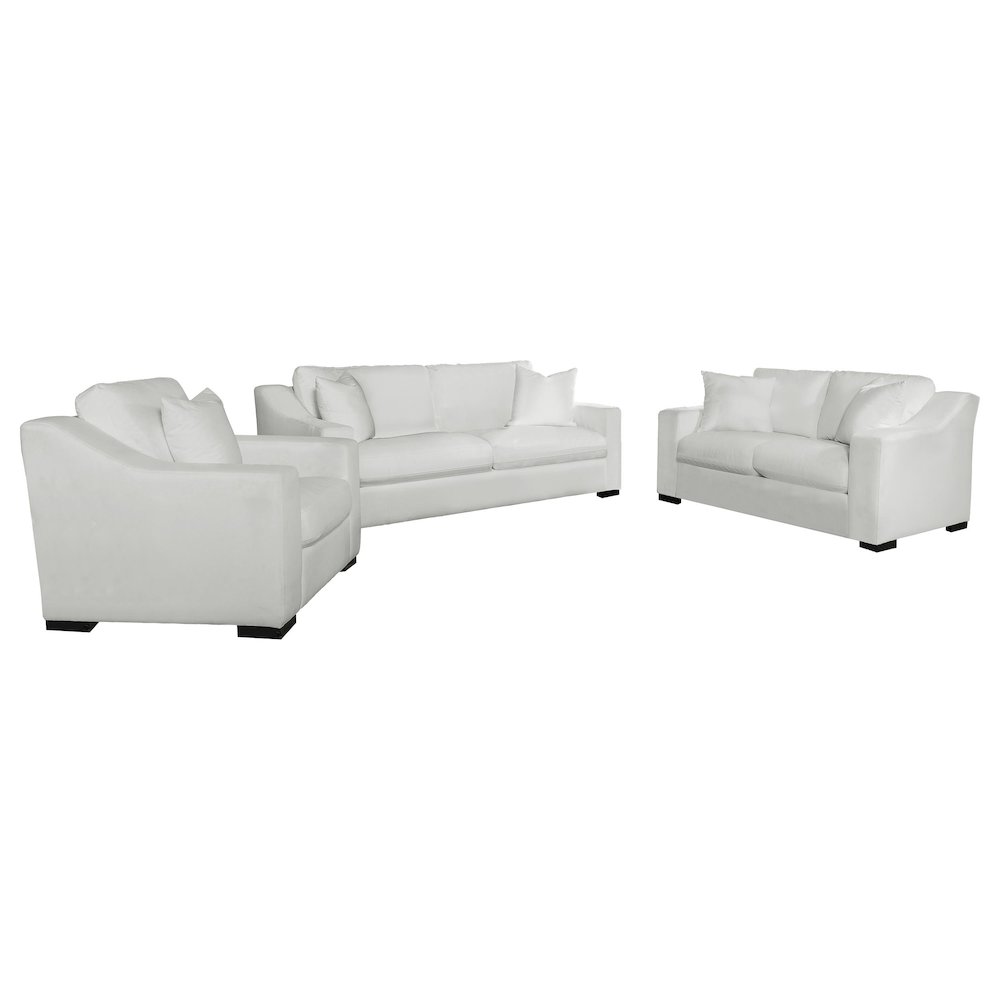 Ashlyn 3-piece Upholstered Sloped Arm Sofa Set White. Picture 2