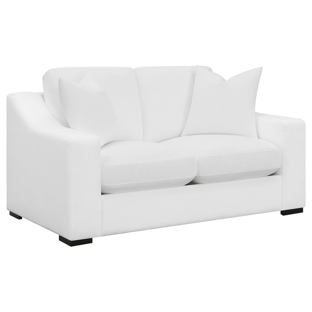 Ashlyn Upholstered Sloped Arm Loveseat White. Picture 2