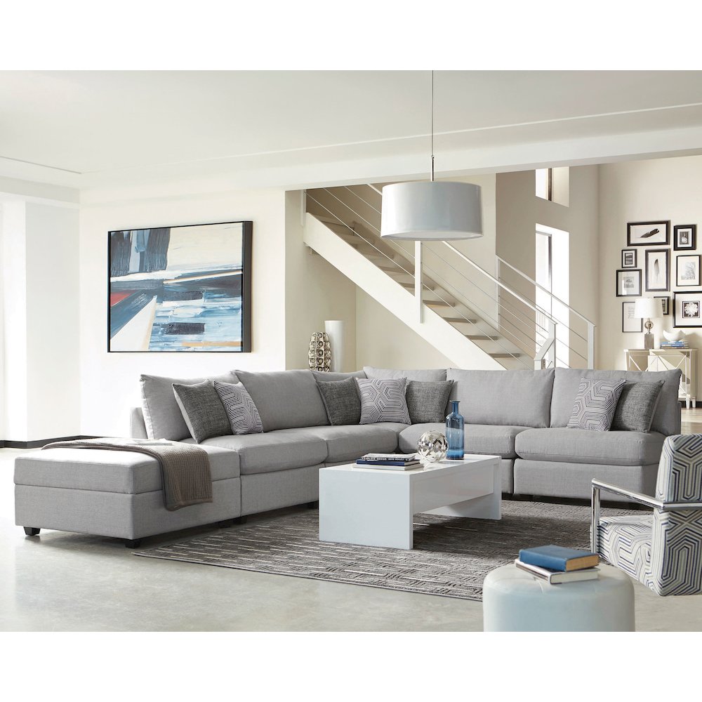Cambria 6-piece Upholstered Modular Sectional Sofa Grey. Picture 10