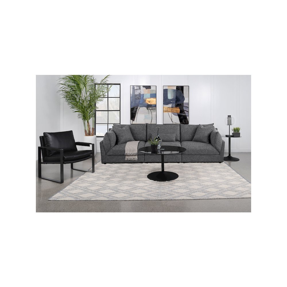 Sasha Upholstered Armless Chair Barely Black. Picture 14