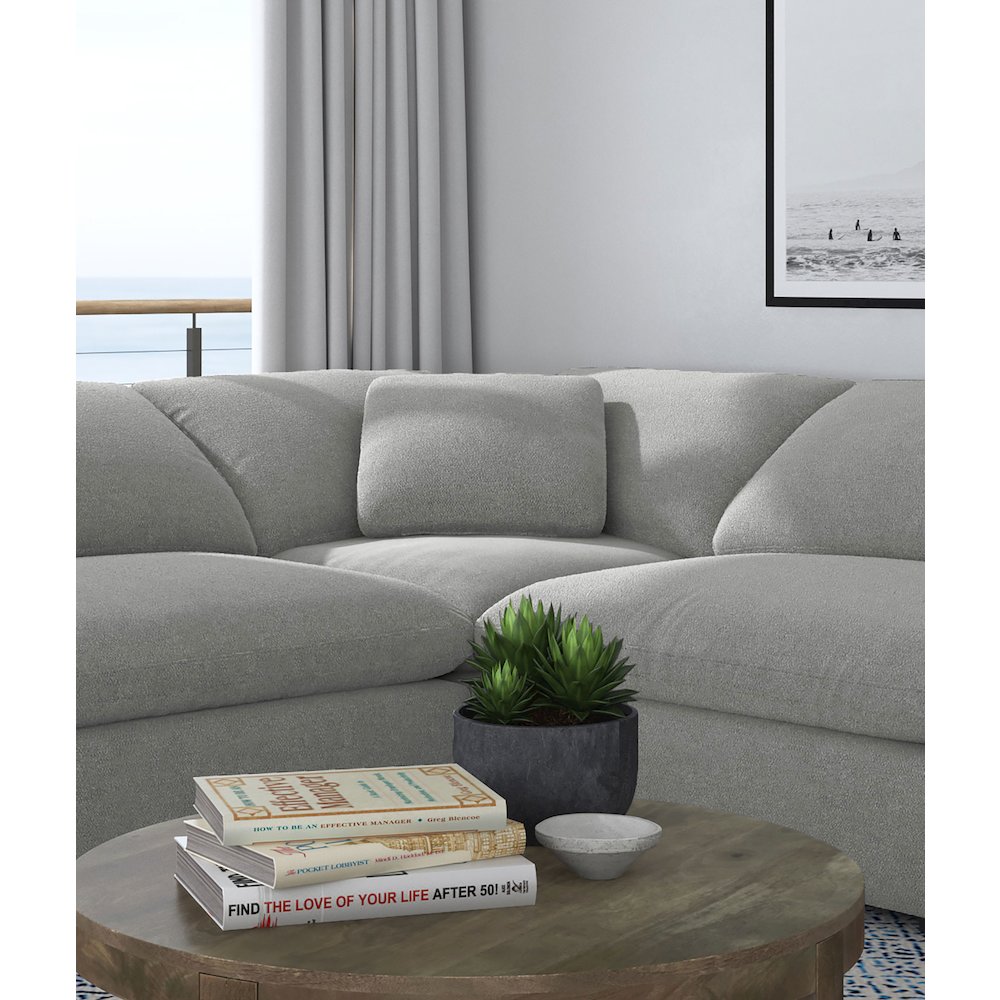 Raleigh Boucle Upholstered Corner Chair Grey. Picture 11