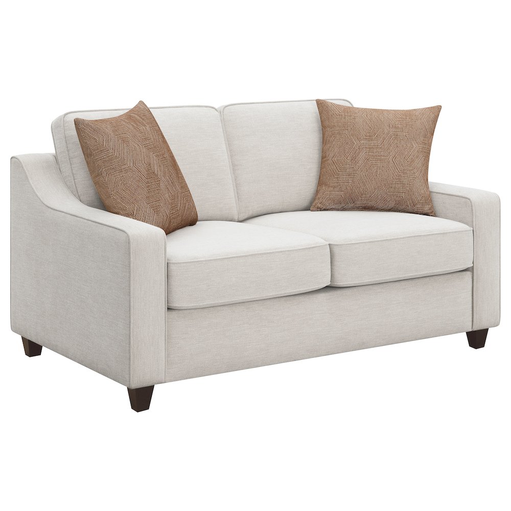 Christine Upholstered Sloped Arm Loveseat Beige. Picture 2