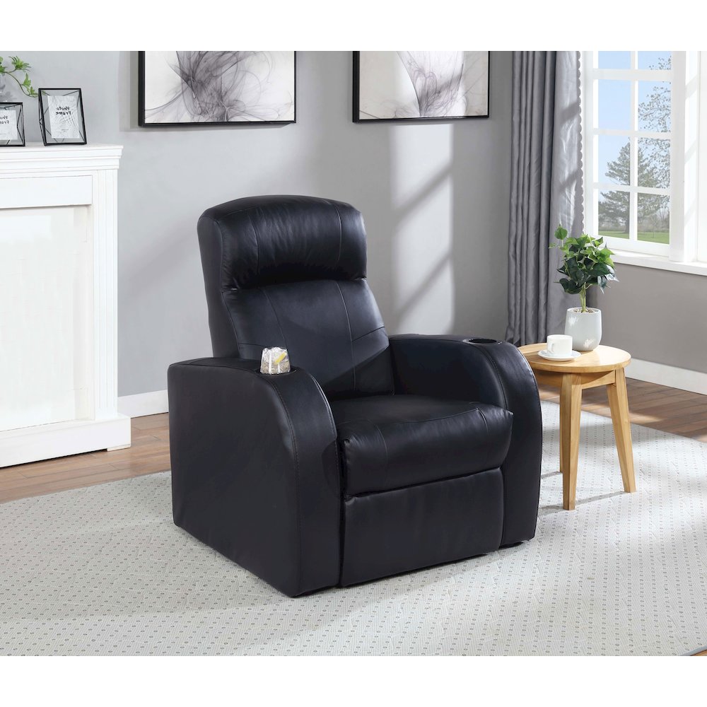 Cyrus Upholstered Track Arm Recliner Black. Picture 10