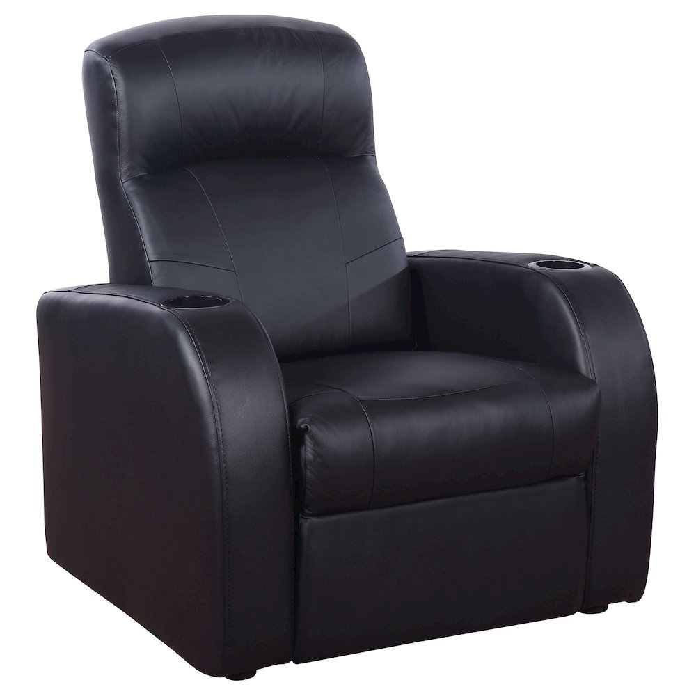 Cyrus Upholstered Track Arm Recliner Black. Picture 2
